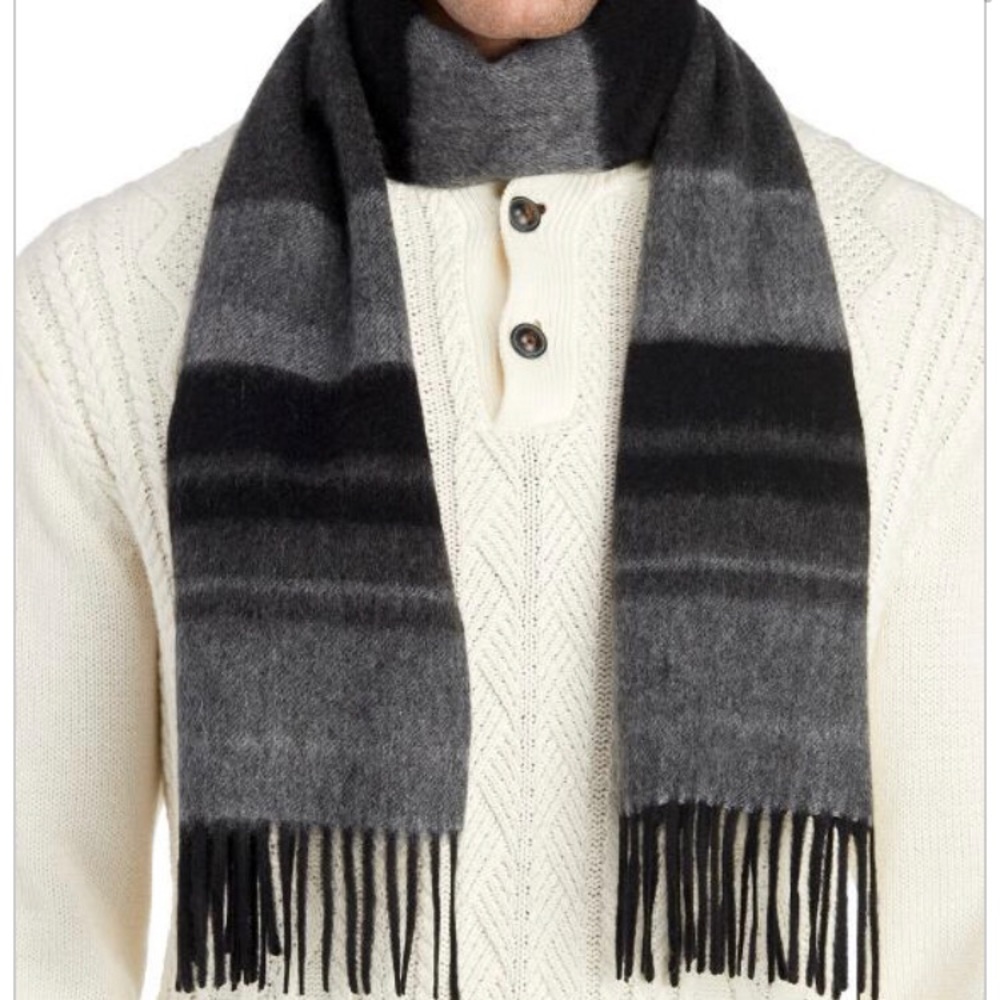 ALAN FLUSSER Striped Cashmere Scarf with Fringe